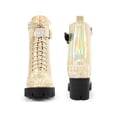 thumbnail image 5 of Perphy Round Toe Platform Chunky Heel Combat Boots for Women Gold (Size 8.5), 5 of 6