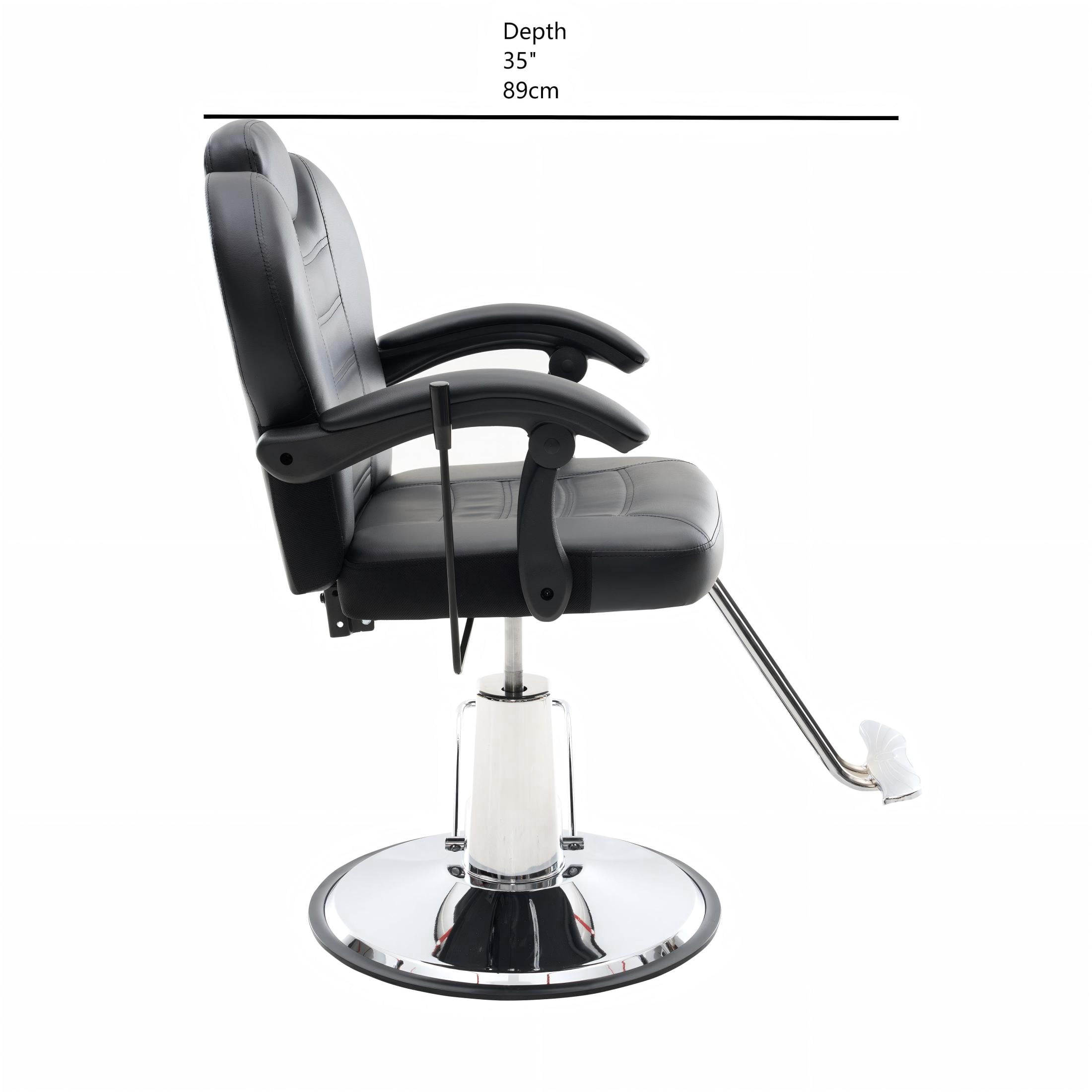 Noble House Heavy Duty Reclining Barber Chair, 360° Swivel Salon Chair with Hydraulic Pump, Black