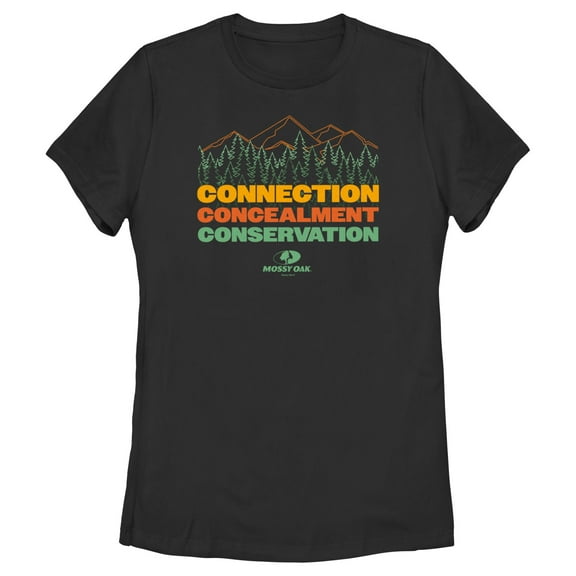 Women's Mossy Oak Connection Concealment Conservation Graphic Tee Black Large