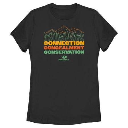 Women s Mossy Oak Connection Concealment Conservation Graphic Tee Black Medium