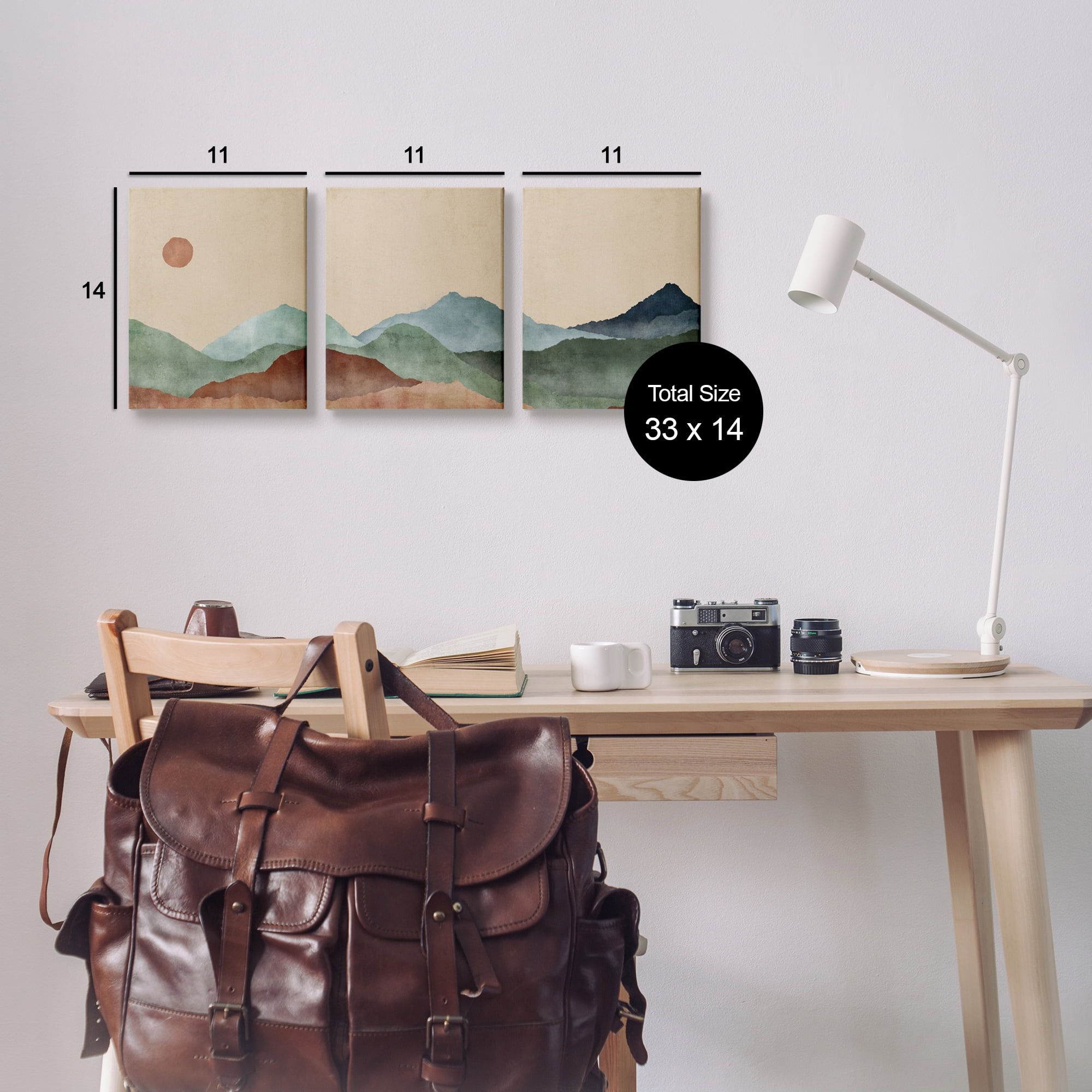Stupell Abstract Mountains Landscape Moon Landscape Painting Gallery Wrapped Canvas Print Wall Art, Set of 3