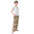 thumbnail image 3 of FORMRS Boys Pajama Pants with Pockets Size 6-8Y Kids Lounge Sleep Bottoms, Beige Geometric, 3 of 8