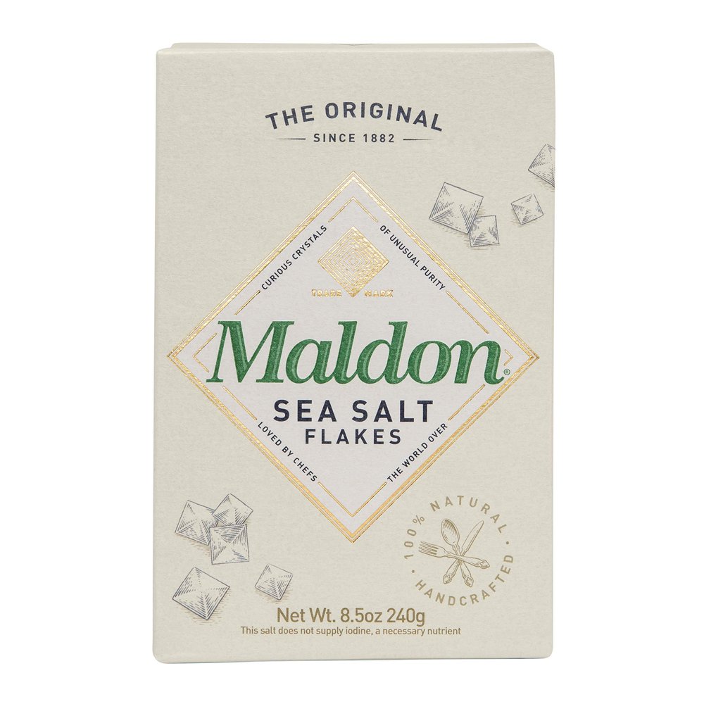 Maldon Salt, Sea Salt Flakes, 8.5oz (Box is beatup) Kosher, Natural, Handcrafted, Gourmet