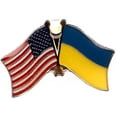 thumbnail image 4 of Box of 12 Ukraine & US Crossed Flag Lapel Pins, Ukrainian & American Double Friendship Pin Badge, 4 of 4