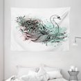 thumbnail image 1 of Animal Tapestry, Hand Sketch Swan Bird Floral Details and Color Splashes Watercolors, Wall Hanging for Bedroom Living Room Dorm Decor, 80W X 60L Inches, Mint Green Light Pink Black, by Ambesonne, 1 of 2
