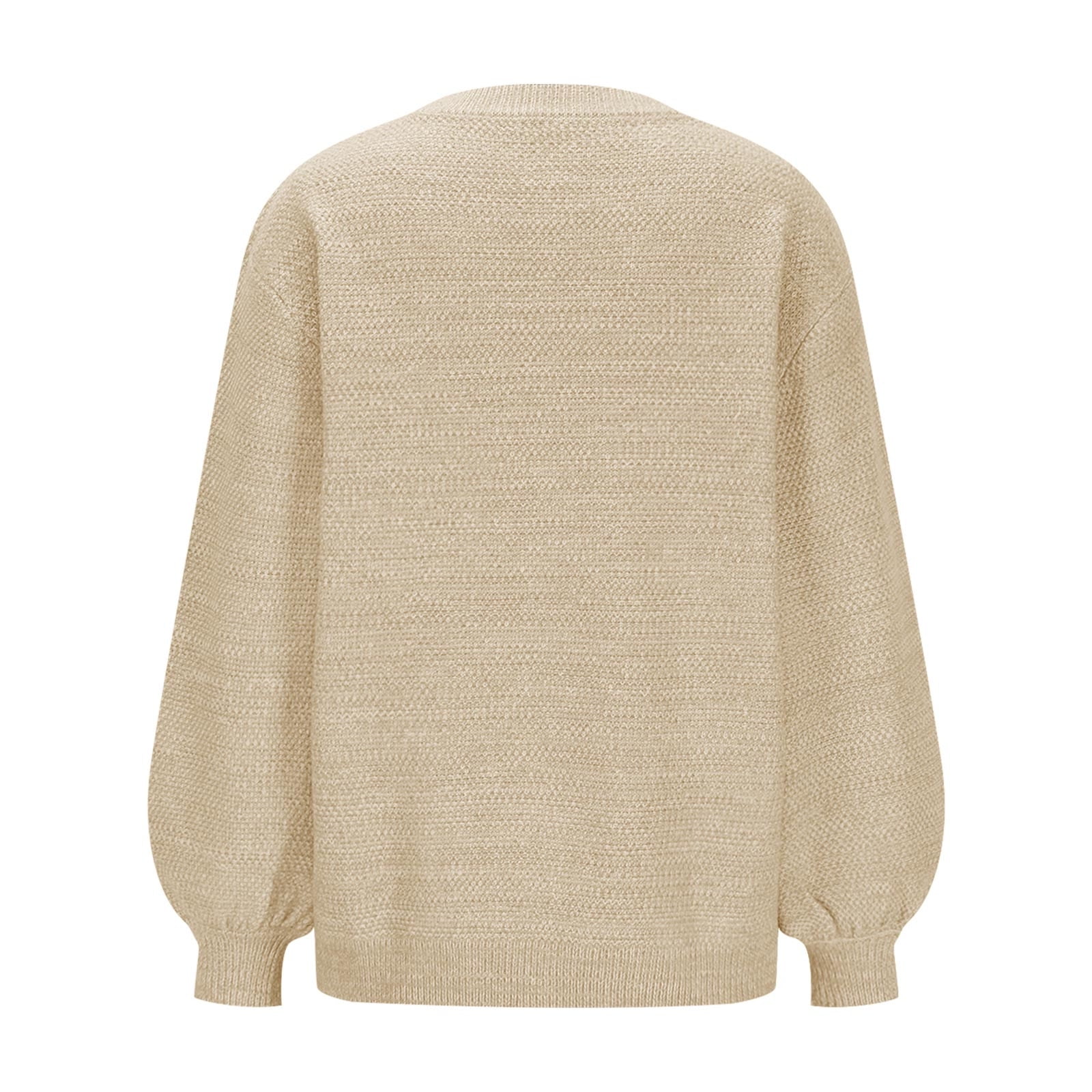 Free Shipping Women's Oversized Crewneck Sweater Puff Long Sleeve Cable Slouchy Pullover Jumper Tops Classic Solid Knit Sweaters