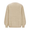 thumbnail image 4 of Womens Cable Knit Long Sleeve Sweater Crew Neck Solid Color Tops Casual Loose Pullover Sweatshirt Oversized Shirt (Khaki 2XL), 4 of 6