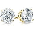 thumbnail image 2 of IGI Certified 4 Carat Round Lab Grown Diamond Stud Earrings for Women in 14k Yellow Gold (I-J, VS1-VS2, cttw) 4-Prong Setting Screw Back Studs by Diamond Wish, 2 of 5