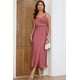 thumbnail image 5 of Vestido LUNAMODA de satén de verano con cuello vuelto para boda, invitada, rosa horneada, 5 of 6