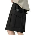 thumbnail image 3 of HOOMEUMY Men's Baggy Cargo Shorts with Pockets Streetwear Hip Hop Style Drawstring Elastic Waist Summer Beach Knee Length Shorts Black XL, 3 of 5