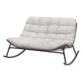 thumbnail image 4 of Oversized Double Rocking Papasan Chair, Indoor Outdoor 2-Person Egg Lounge Chair with Thick Cushion, Patio Lounge Chair for Balcony, Porch, 4 of 6