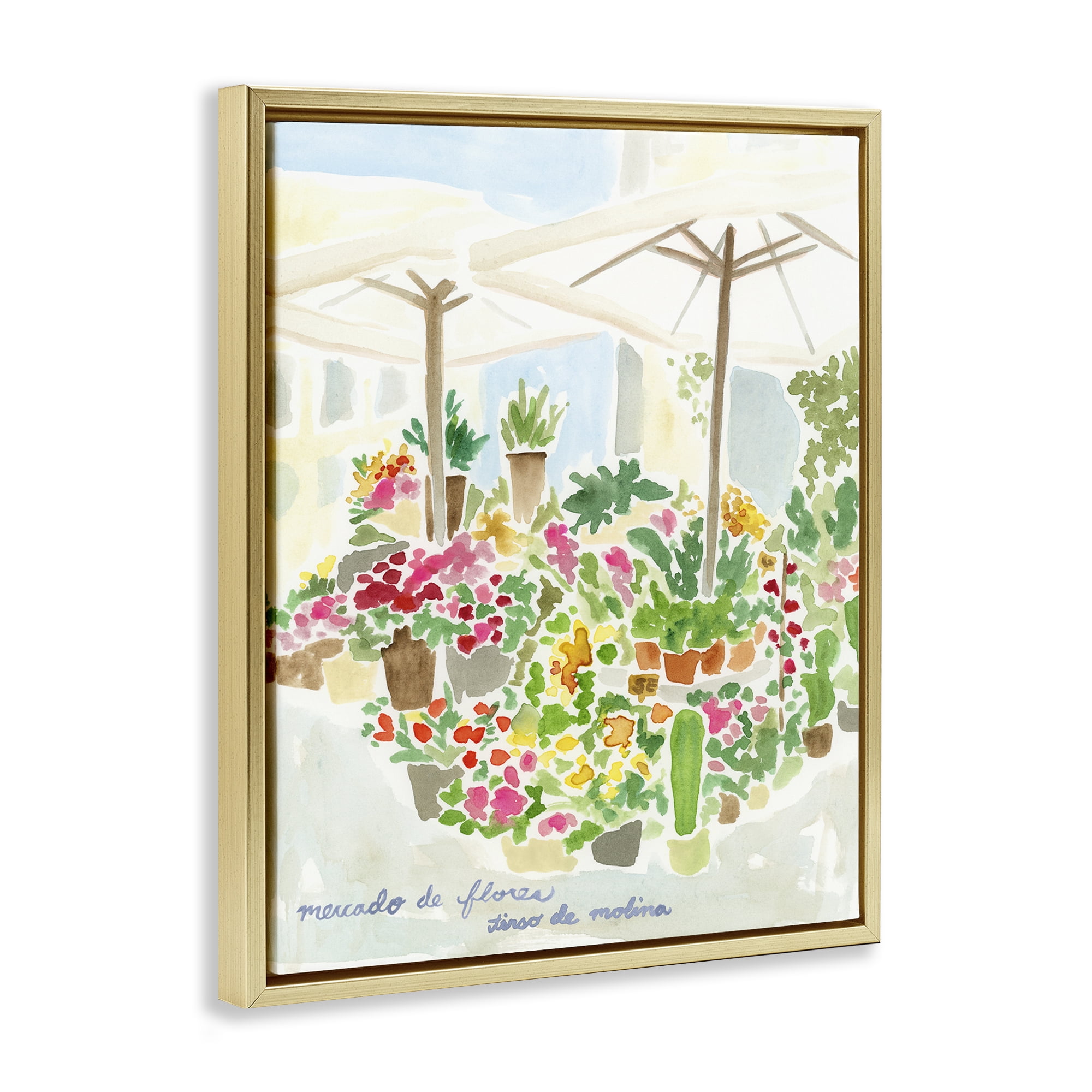 Stupell Industries Canopy Covered Garden Scenic & Cityscapes Painting Gold Floater Framed Canvas Art Print Wall Art, 25 x 31