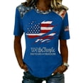 thumbnail image 3 of Youpwaven Women's 250th Anniversary USA T-Shirt, Patriotic We the People Distressed Flag Print Top, Independence Day Round Neck Short Sleeve Tee, 250 Years of Freedom Graphic Shirt, 3 of 5