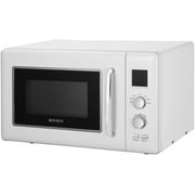 0.9 Cu.ft Retro Countertop Microwave Oven, 900W, 5 Micro Power, Auto Cooking & Delayed Start Function, with Glass Turntable, Viewing Window, Child Lock, ETL Certificated (White)