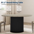 thumbnail image 4 of Ourlova 47Inch Round Dining Table for 4-6 People Grey Dining Room Table with Sturdy Waveform Metal Pedestal Base Industrial Circle Kitchen Table for Dining Room Kitchen, 4 of 6
