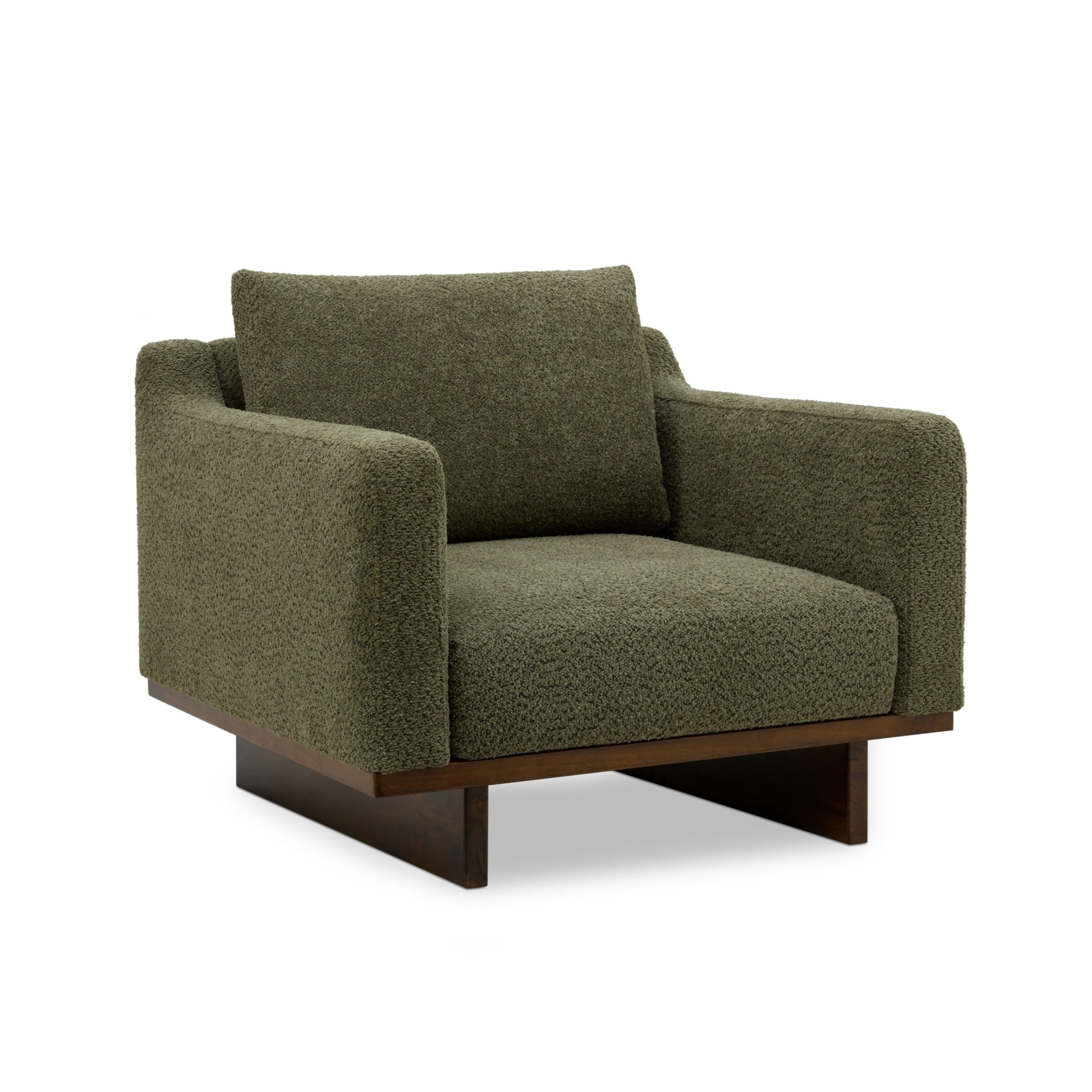 Christopher Knight Home Modern Minimalist Accent Chair, Solid Wood Frame with Soft Cushions, Olive Green