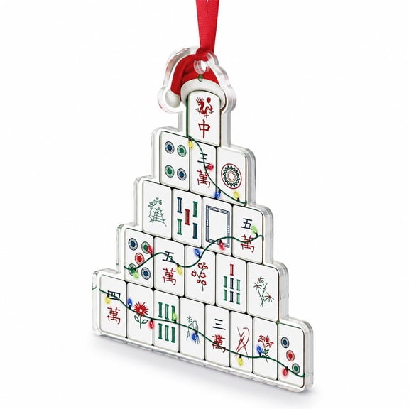 OADUKQ Christmas Ornament, Mahjong Tile Christmas Tree Acrylic Ornament, for Holiday Tree and Party Decor, 5.43 in