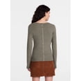thumbnail image 4 of Scenario Women's V-Neck Ribbed Lightweight Sweater with Long Sleeves, Sizes XS-XXXL, 4 of 6