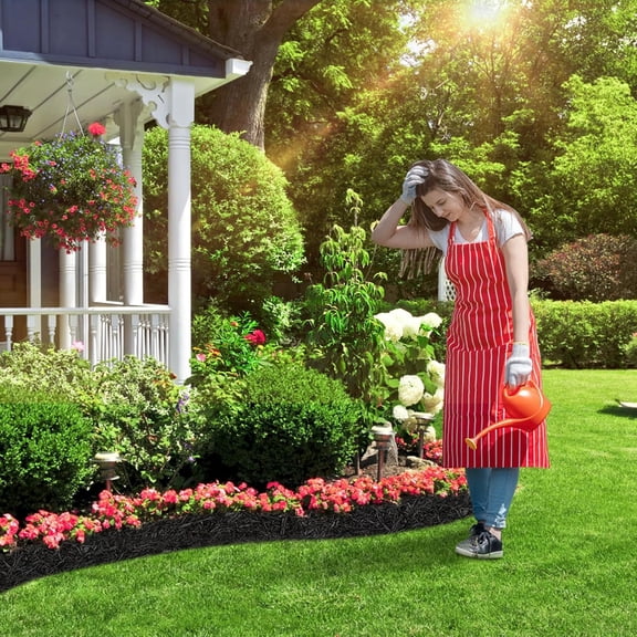 Lukloy 2 Pack 140" X 5.75" Black Rubber Mulch for Landscaping