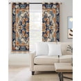 thumbnail image 2 of Blue Burnt Orange Boho Blackout Curtains, Light Blocking Print Window Curtains, Antique Southwestern Art Thermal Insulated Window Drapes for Living Room Kitchen Cafe 2 Panels, 84"W x 63"L, 2 of 9