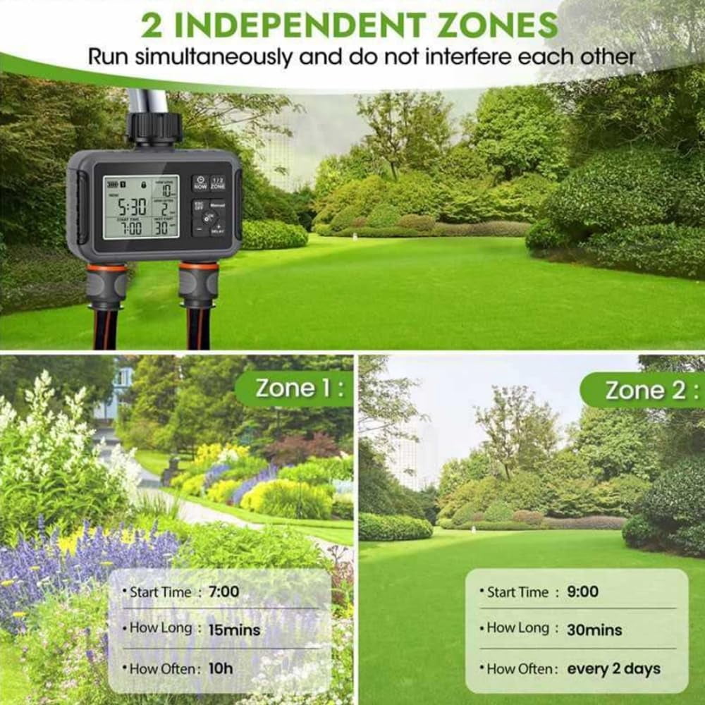 16-Nozzle Oscillating Sprinkler with Dual-Zone Sprinkler Water Timer, Automatic Rocking Sprinkler, Oscillating Water Sprinklers for Lawn Yard Garden Watering (Standard, Sprinklers)
