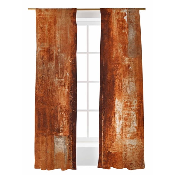 Orange Abstract Sheer Curtains 96 Inch Long 2 Panels, Art Graffiti Paint Style Light Filtering Rod Pocket Semi Sheer Curtains, Sheer Voile Drapes for Living Room Bedroom, 52"x96"