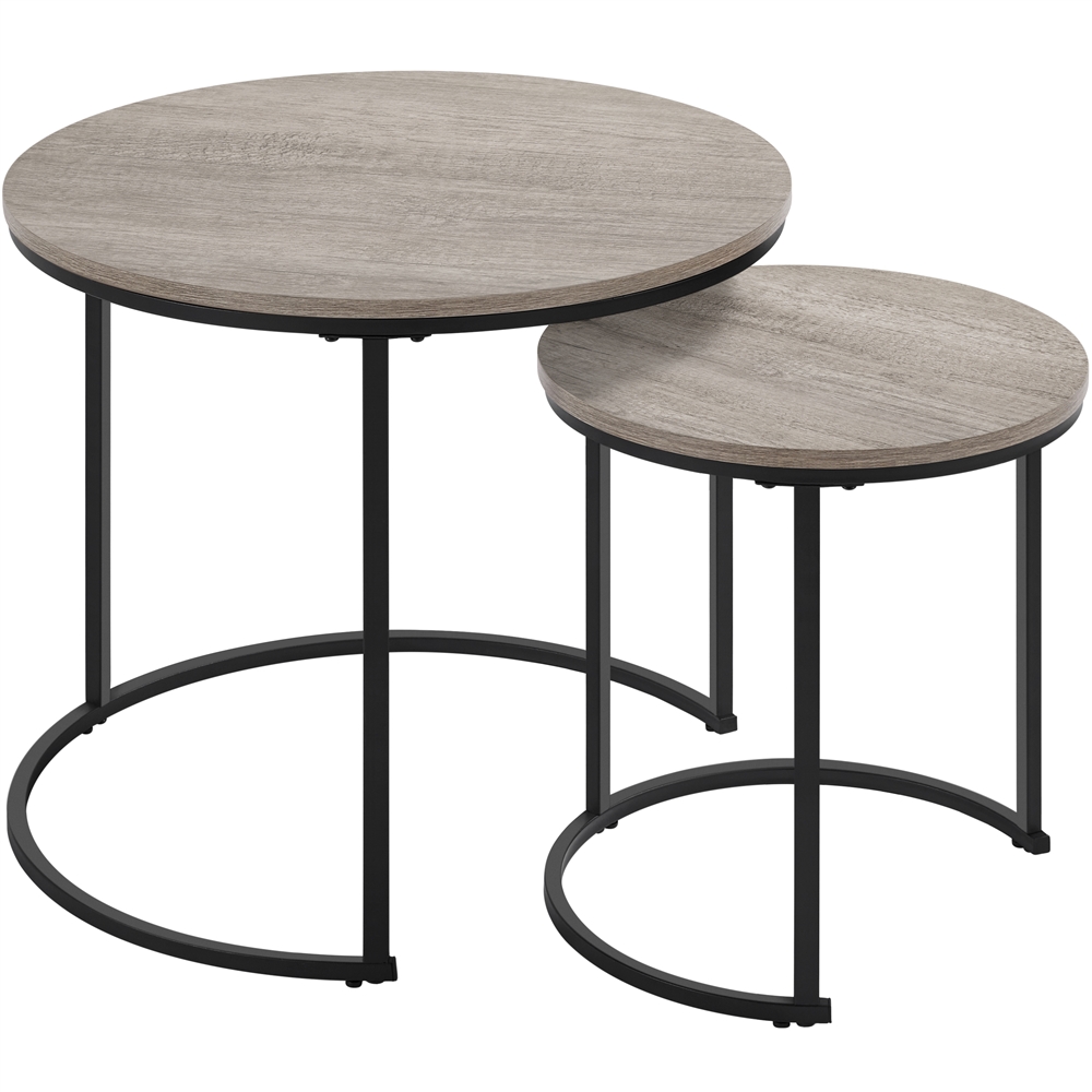 Alden Design Rustic Nesting Coffee Table Set with Round Wooden Tabletop, Gray - image 3 of 10