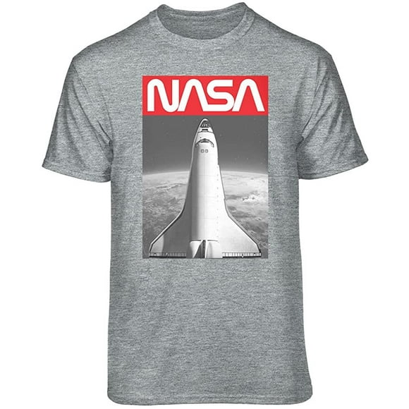 Teelocity NASA Shuttle Graphic T-Shirt (Medium, Athletic Heather)