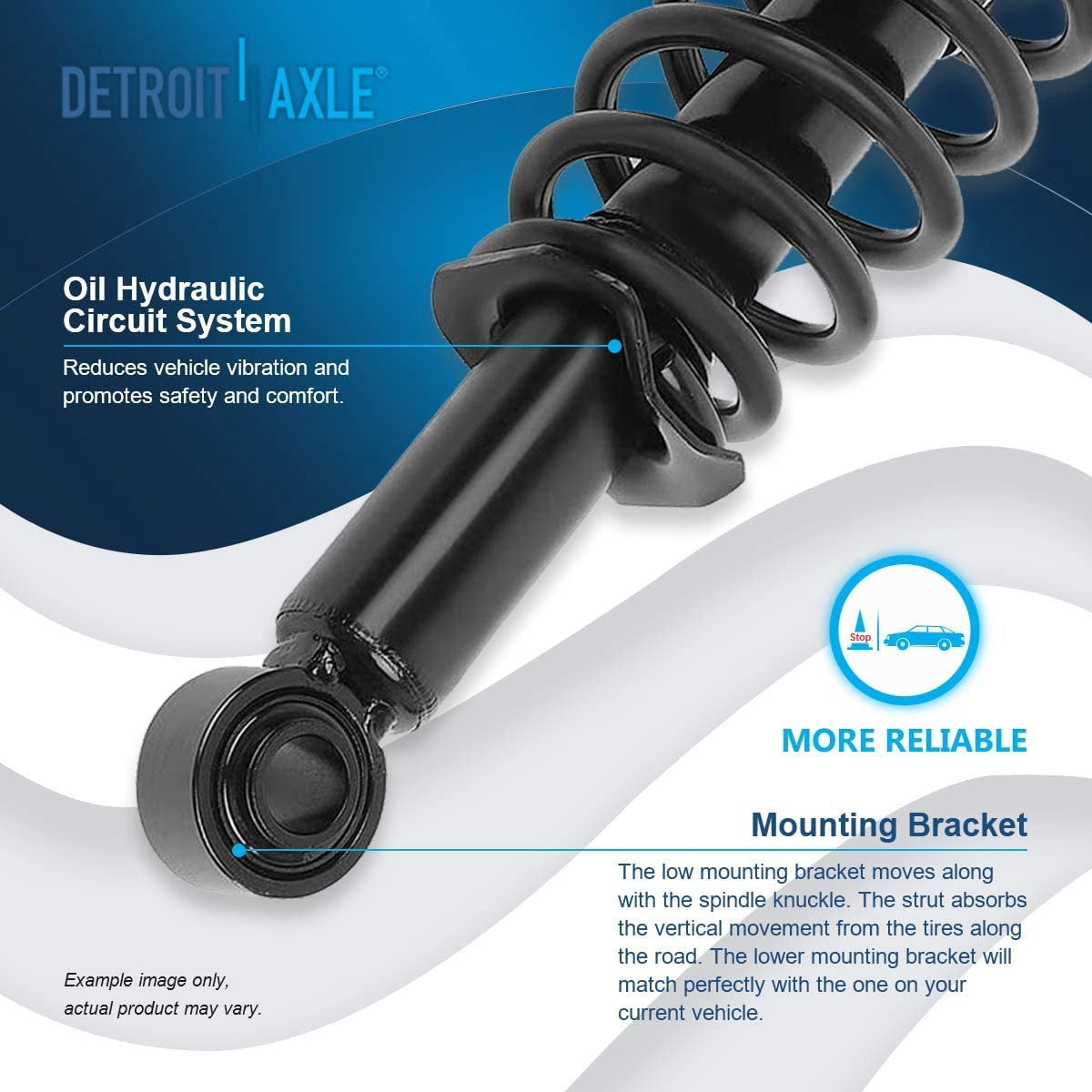 Detroit Axle - Rear Struts for 2009-2013 Toyota Corolla 09-10 Pontiac Vibe Complete 2 Struts with Coil Spring 2010 2011 2012 Quick Install Ready Struts Shocks Assembly