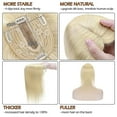 thumbnail image 4 of Hair Toppers With Bangs Clip In Crown Topper For Women Top Hairpieces Human Hair Silk Base Toupee Wiglet Replacement Remy Topper On Closure Hair Extensions 16 Inch 50g #60 Platinum Blonde, 4 of 6