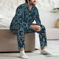 thumbnail image 7 of Sikiie Blue Leaves A Mens Pajama Set, Soft Warm Long Sleeve Sleepwear, Cozy Button-Down Pjs for Men-X-Large, 7 of 7
