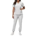 thumbnail image 3 of FrzhBrz Women's Cool Stretch Scrub Sets Medical Nursing Tops with 2 Pockets Scrubs Jogger Pants Cozy Fit Workwear Plus Size Medical Uniform, 3 of 5