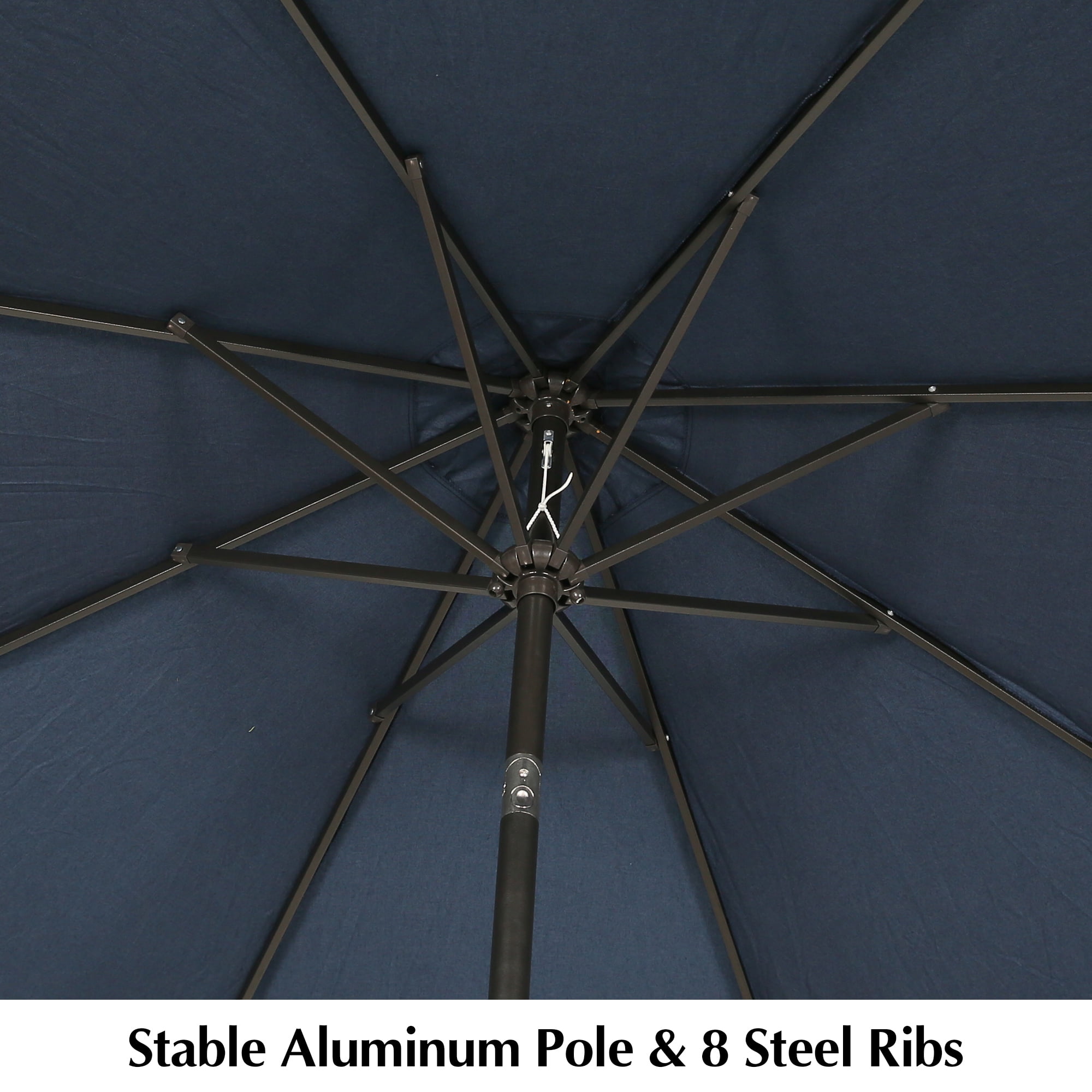 Iwicker 9Ft Sunbrella Patio Umbrella Outdoor Aluminum Market Umbrella with Crank and Push Button Tilt, Navy