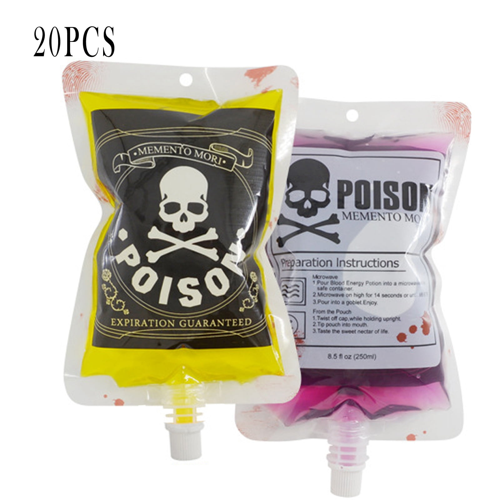 20pcs Reusable Energy Drink Blood Bags Containers Drink Pouches Gag for for Zombie Vampire Party Theme Party Supplies Blood Bags for Drinks