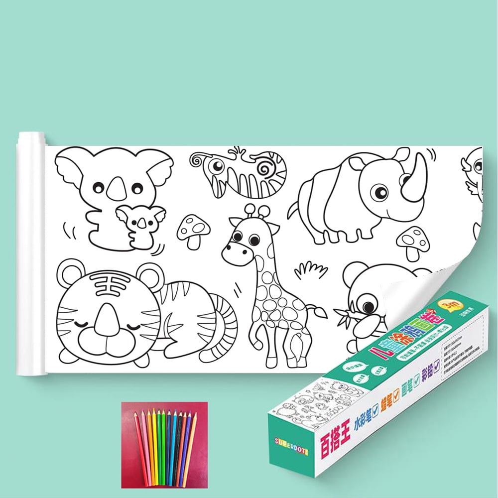 fuceury 10 pieces children drawing roll, 1239 inches coloring paper roll,  diy painting color filling paper