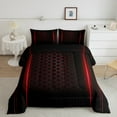 thumbnail image 2 of jejeloiu Geometric Honeycomb Hexagon Bedding Comforter Set,Neon Striped Lines Twin Comforter Sets,Red Black Bedding Set For Kids,Super Cozy Room Decor Reversible,2 Pieces, 2 of 8
