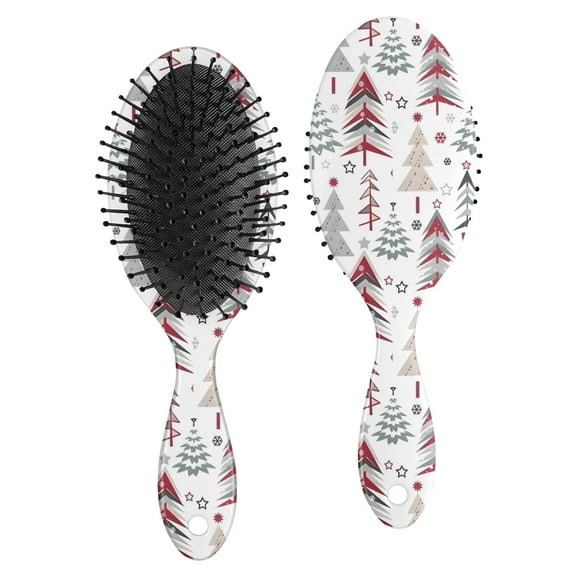 White Christmas Tree Pattern Hair Brush,Girls Detangling Hair Brush,Glide Through Tangles with Ease for Wet & Dry Hair,8.8"X2.8"