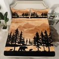 thumbnail image 2 of Manfei Wild Bear Twin Sheet Sets,Jungle Animal Twin Fitted Sheet,Rustic Wood Flat Sheet For Kids,Super Cozy Room Decor,3pcs, 2 of 7