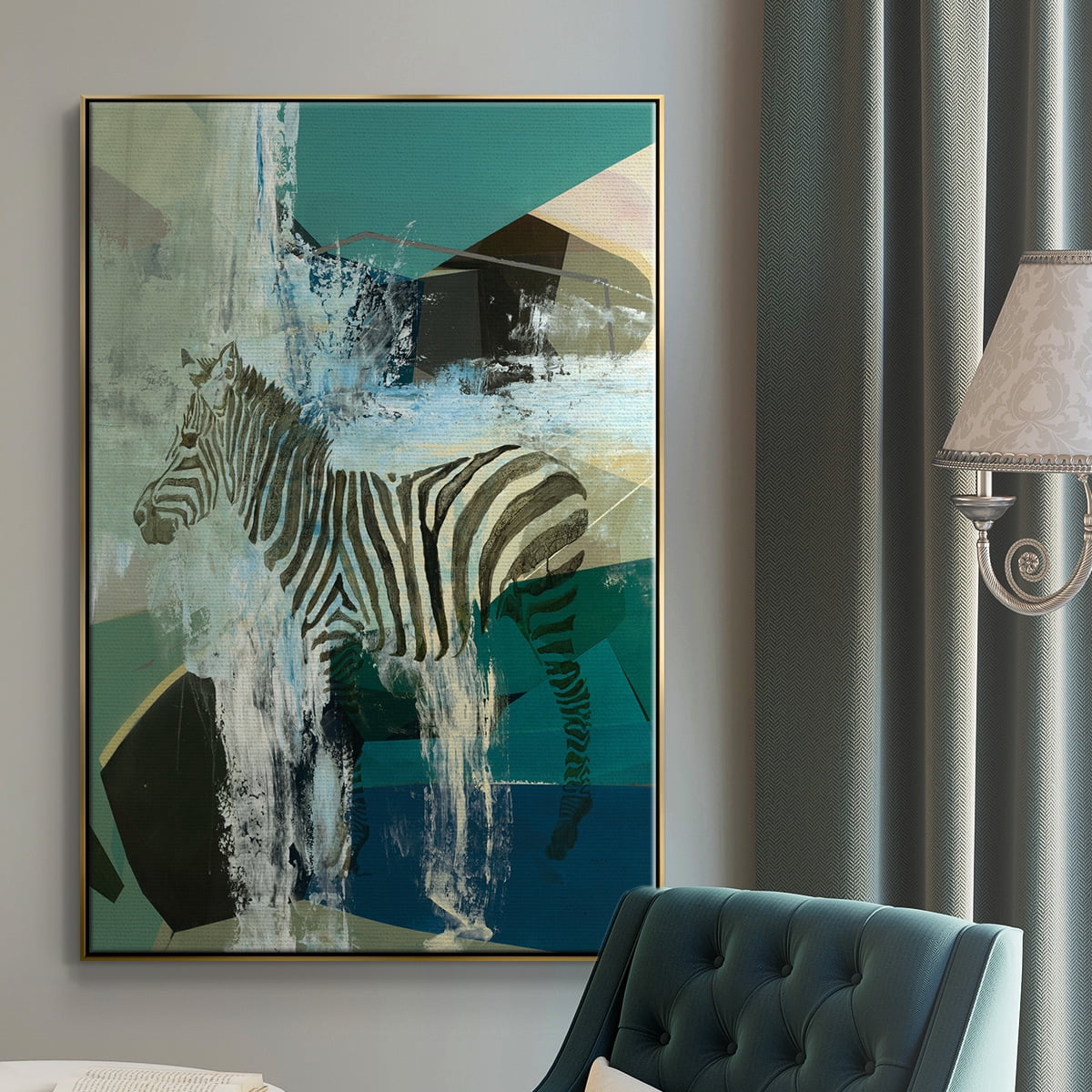 Crossing the Lines Framed Premium Gallery Wrapped Canvas - Ready to Hang - 17 x 25 - Gold Floating Frame