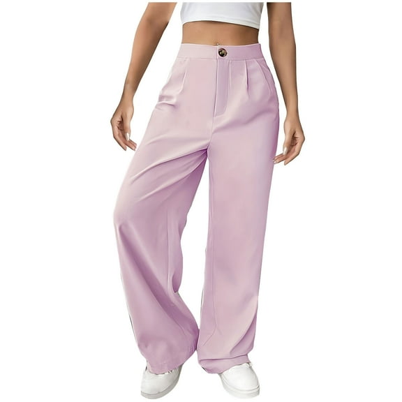 Miqool Women's Stretchy Wide Leg Suit Pants High Waisted Loose Fit Business Casual Dress Pants Work Office Fromal Trousers Comfy Flowy Palazzo Lounge Pants