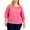 Pink, variant on Womens White Textured Can Be Worn Off The Shoulder 3/4 Sleeve Round Neck Wear To Work Peasant Top Plus 0X