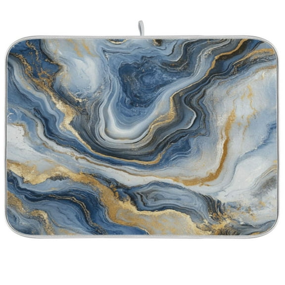 Kitchen Drying Mat 16x18In Drying Dish Mat Dish Drying Mats Kitchen Countertop Multi-Function Drain Drying Mat Kitchen Table Blue Marble