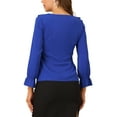 thumbnail image 4 of INSPIRE CHIC Women's Ruffle Blouse Wear-to-Work Elegant V Neck Long Sleeve Dressy Top M Royal Blue, 4 of 8