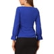thumbnail image 3 of BLUSA RUFFLE ELEGANTE PARA MUJER INSPIRE CHIC, CUELLO EN V, MANGAS LARGAS, TALLA XS, AZUL REAL, 3 of 7