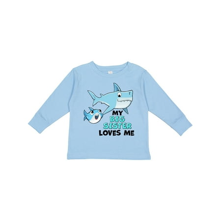 

Inktastic My Big Sister Loves Me with Cute Sharks Gift Toddler Boy or Toddler Girl Long Sleeve T-Shirt