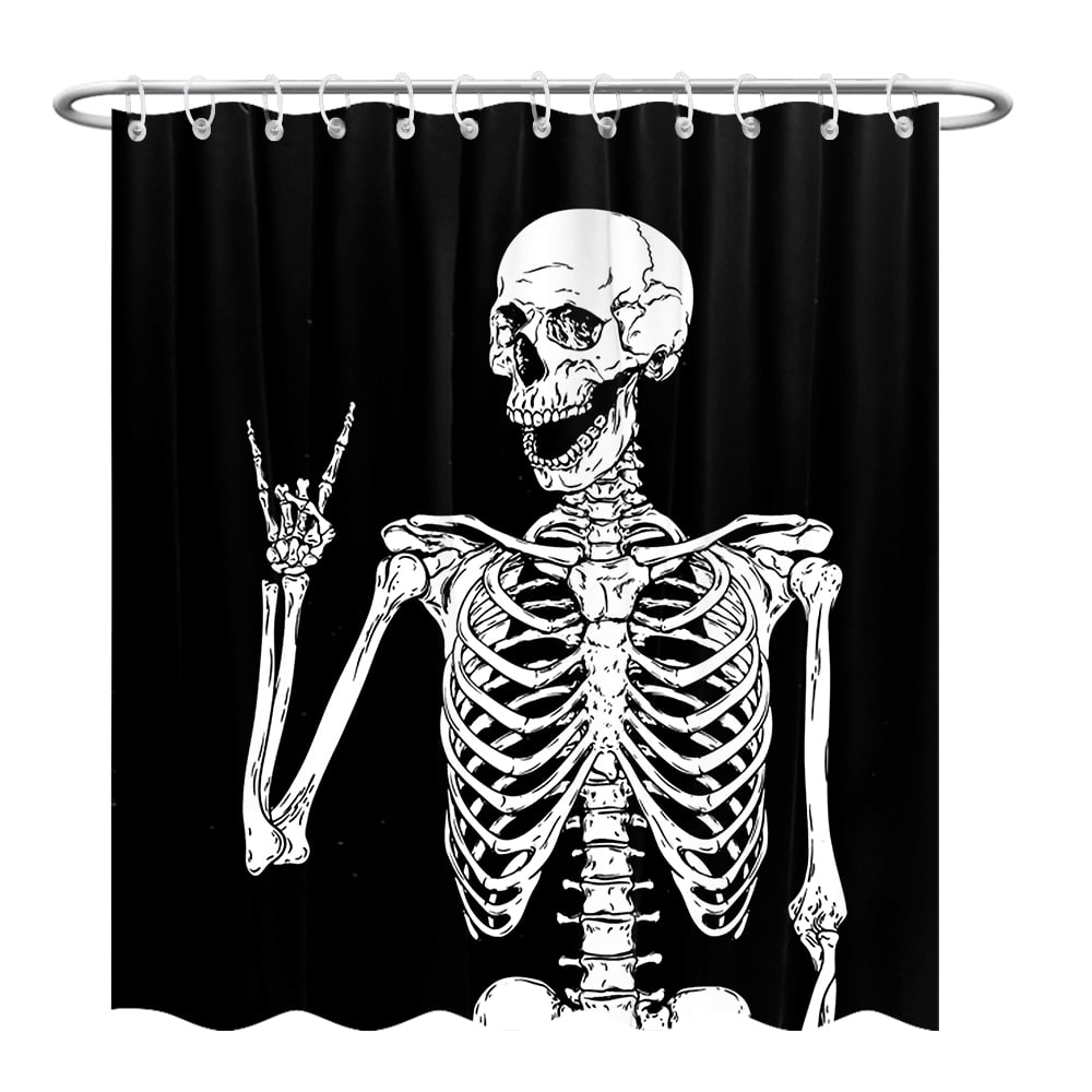 Pirate skeleton Bathroom Decor Shower Curtain Waterproof Fabric w/12 Hook new 