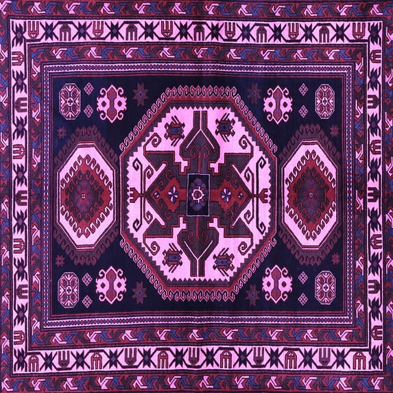 Ahgly Company Indoor Square Persian Purple Traditional Area Rugs, 7' Square