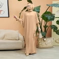 thumbnail image 4 of IDOPIP Women's Abaya Muslim Dresses Batwing Sleeve Henley Shirt Prayer Dress Middle East Arabian Robe, 4 of 5