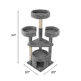 thumbnail image 2 of Kitty City Upholstered Multi-Level 54-Inch Indoor Cat Tree with Scratching Posts, House & Perches, Gray, 2 of 5
