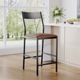 thumbnail image 6 of Memoryfield PU Leather Bar Stools Bar Stools Set of 2, Modern Iron Counter Height Chairs, 300 lb Capacity, Kitchen Island & Home Bar, Brown, 6 of 9